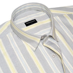 Soft Grey Oxford Stripe Cotton Shirt For Men