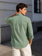 Casual Oxford Cotton Sea Green Shirt For Men