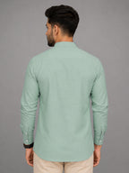Urban Fit Sea Green Short Linen Kurta For Men