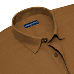 Brown Textured Linen Shirt For Men