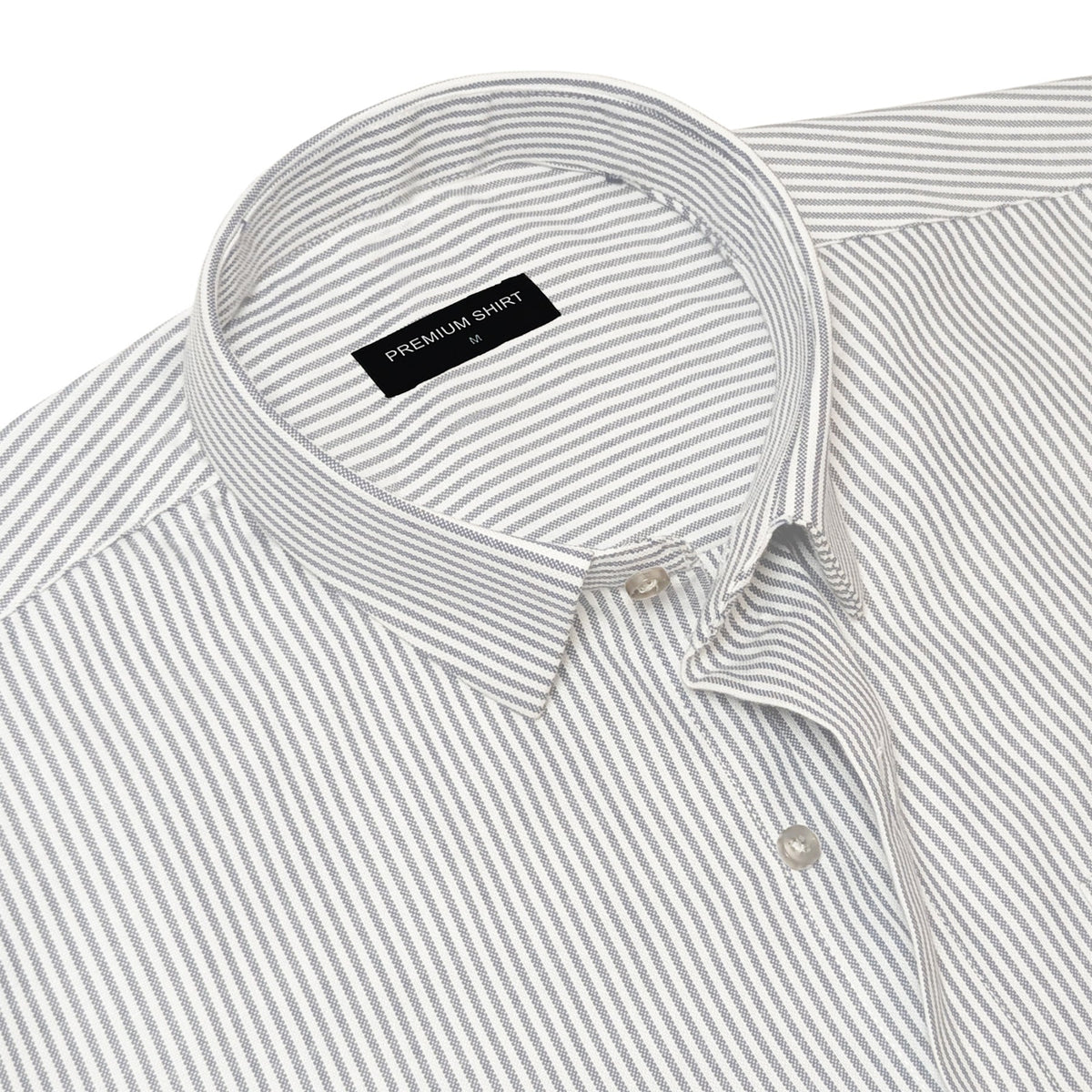 Silver Grey Stripe Oxford Shirt For Men