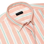 Rose Mist Oxford Stripe Cotton Shirt For Men