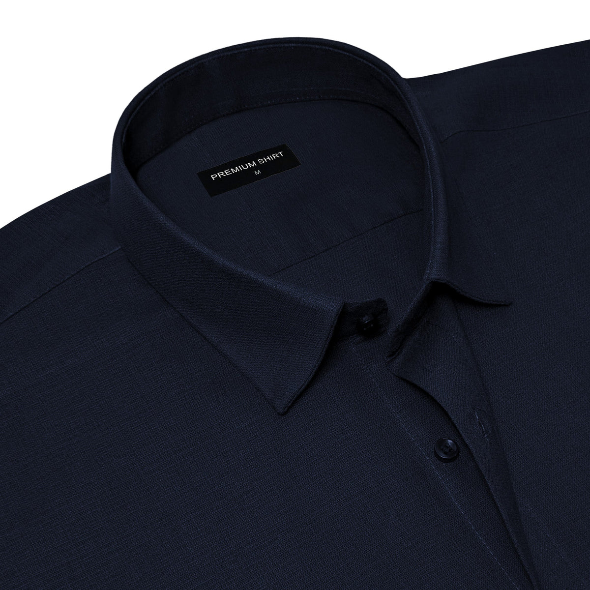 Dark Blue Textured Linen Shirt For Men