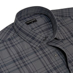Grey Tartan Check Cotton Shirt For Men