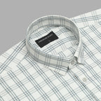 Mist Blue Classic Check Paper Cotton Shirt For Men