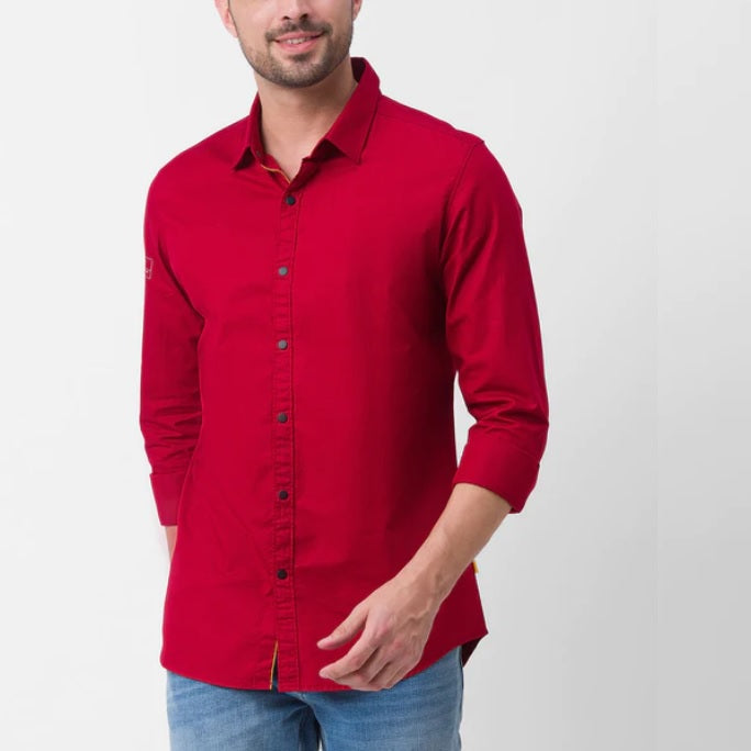 New Cotton Blend Solid Shirts (Peech)