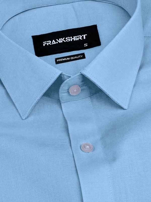 Sky Blue Solid Linen Shirt for Man