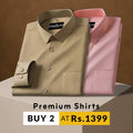 Two folded shirts, one beige and one pink, with 'London Cotton' branding on a brown background.