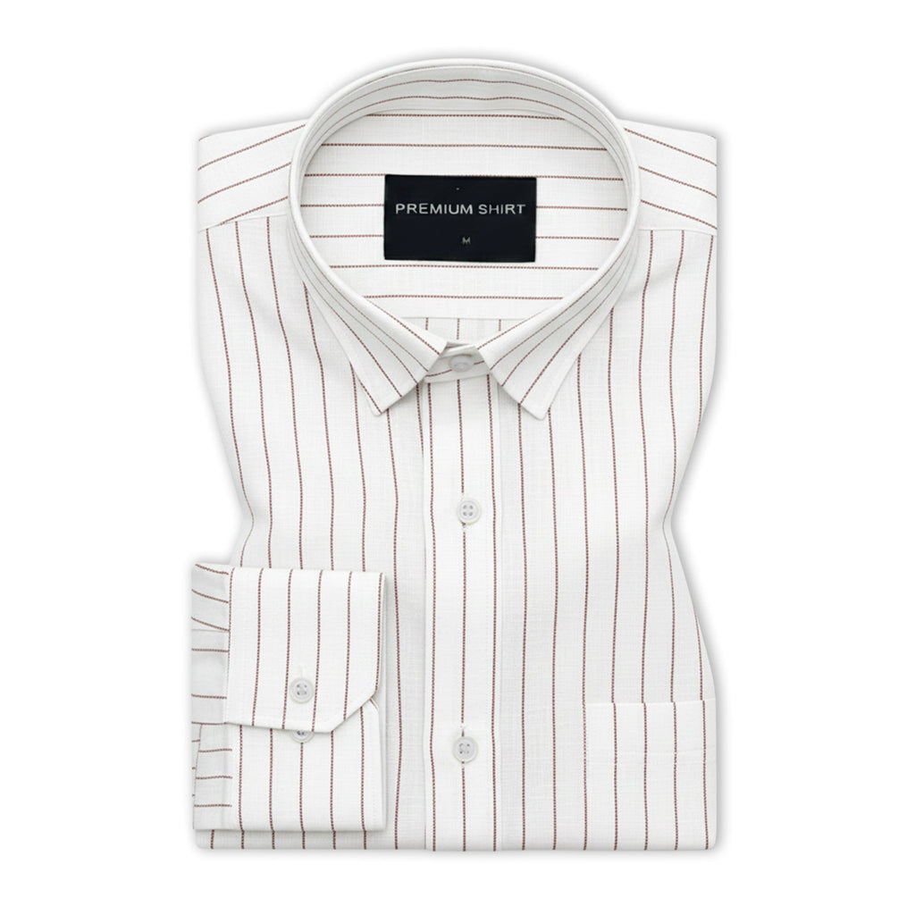 Fine Maroon Pinstripe Linen Shirt
