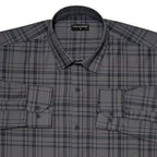 Grey Tartan Check Cotton Shirt For Men