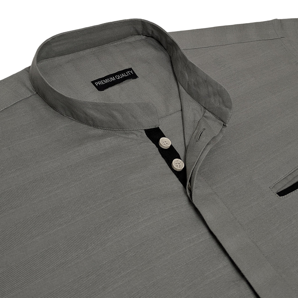 Urban Fit Grey Short Linen Kurta For Men