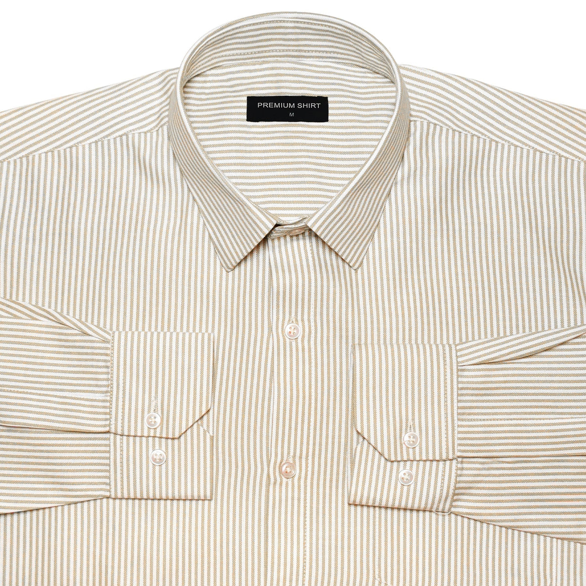Bold Beige Pinstripe Oxford Shirt For Men