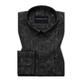 Black Abstract Linen Shirt For Men