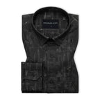 Black Abstract Linen Shirt For Men
