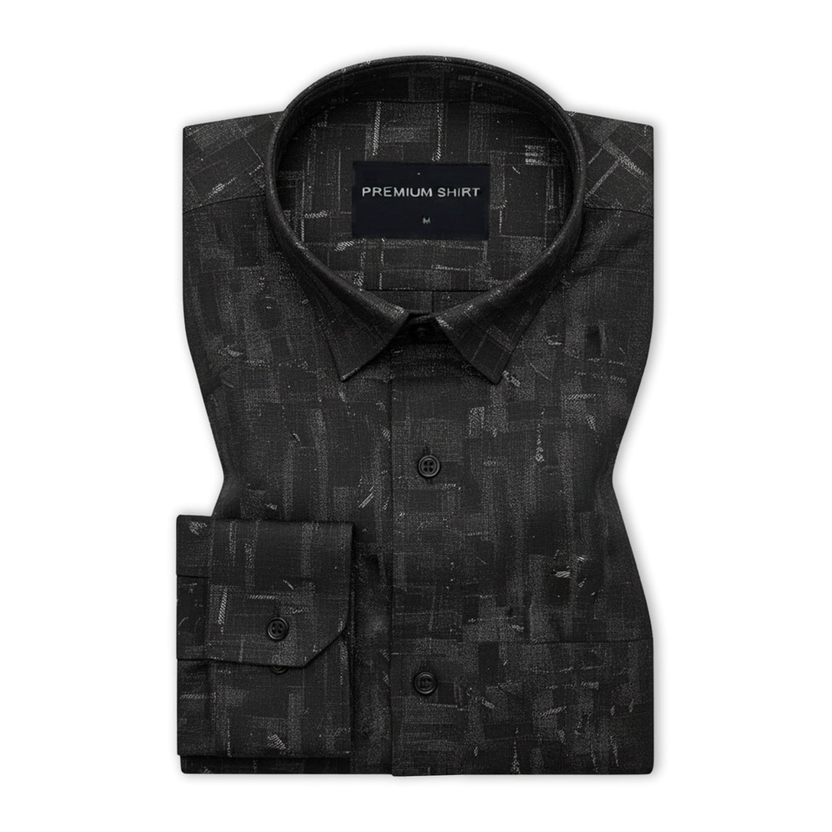 Black Abstract Linen Shirt For Men