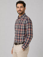 Crimson Check Cotton Shirt For Men