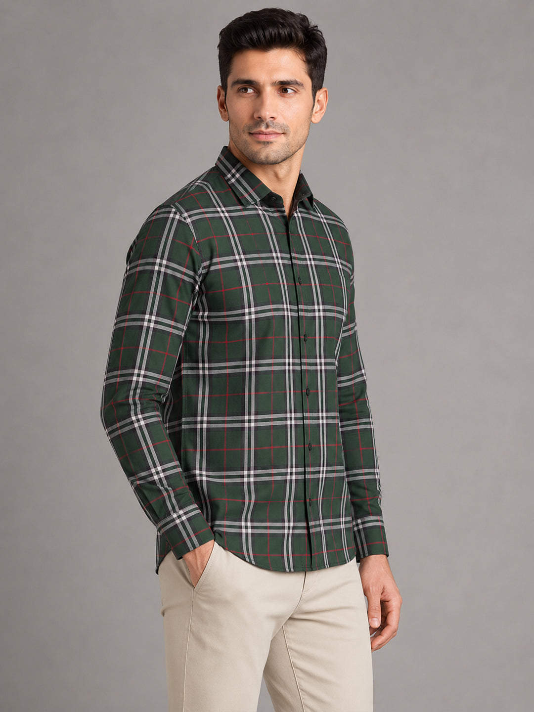 Pack of 2 Tartan Check Cotton Shirt (Mustard & Green)