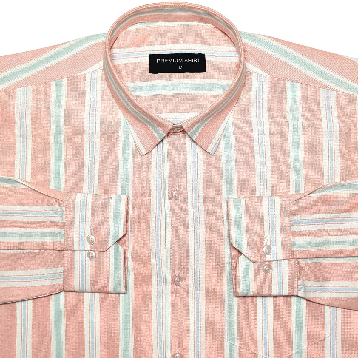 Rose Mist Oxford Stripe Cotton Shirt For Men