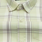 Pale Pistachio Classic Check Oxford Cotton Shirt For Men