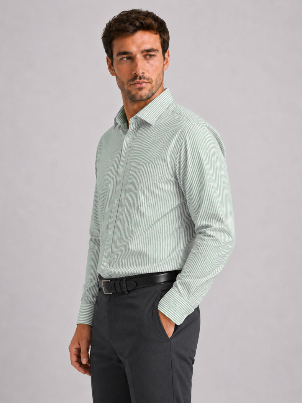 Dark Green & Light Green Oxford Pack of 2 Stripe Shirts For Men