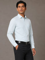 Sky Blue Stripe Oxford Premium Cotton Shirt For Men