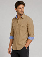 Pack Of 2 Cargo Style Beige & Bottle Green Shirt
