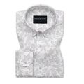 White Lavender Abstract Linen Shirt For Men