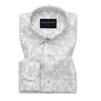 White Lavender Abstract Linen Shirt For Men