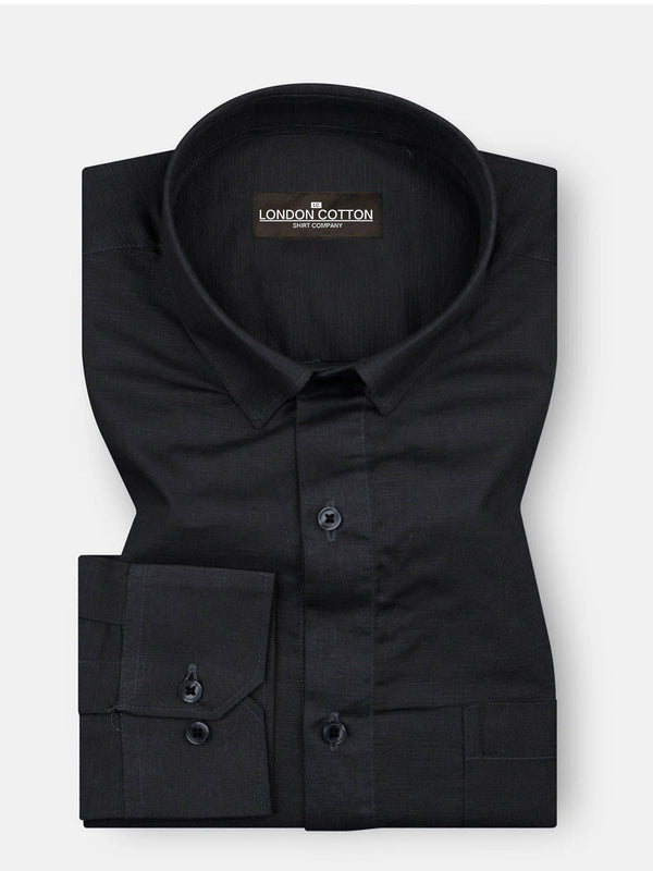 Black Linear Linen Shirt