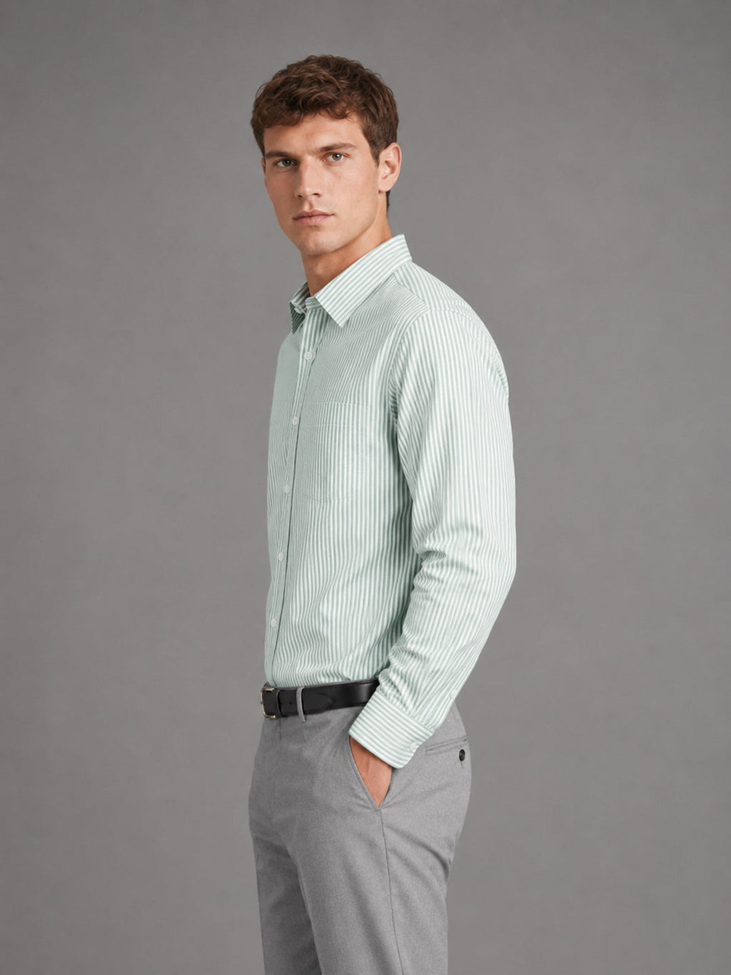 Dark Green & Light Green Oxford Pack of 2 Stripe Shirts For Men