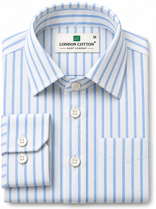 Men's White Striped Oxford Shirt – Regular Fit