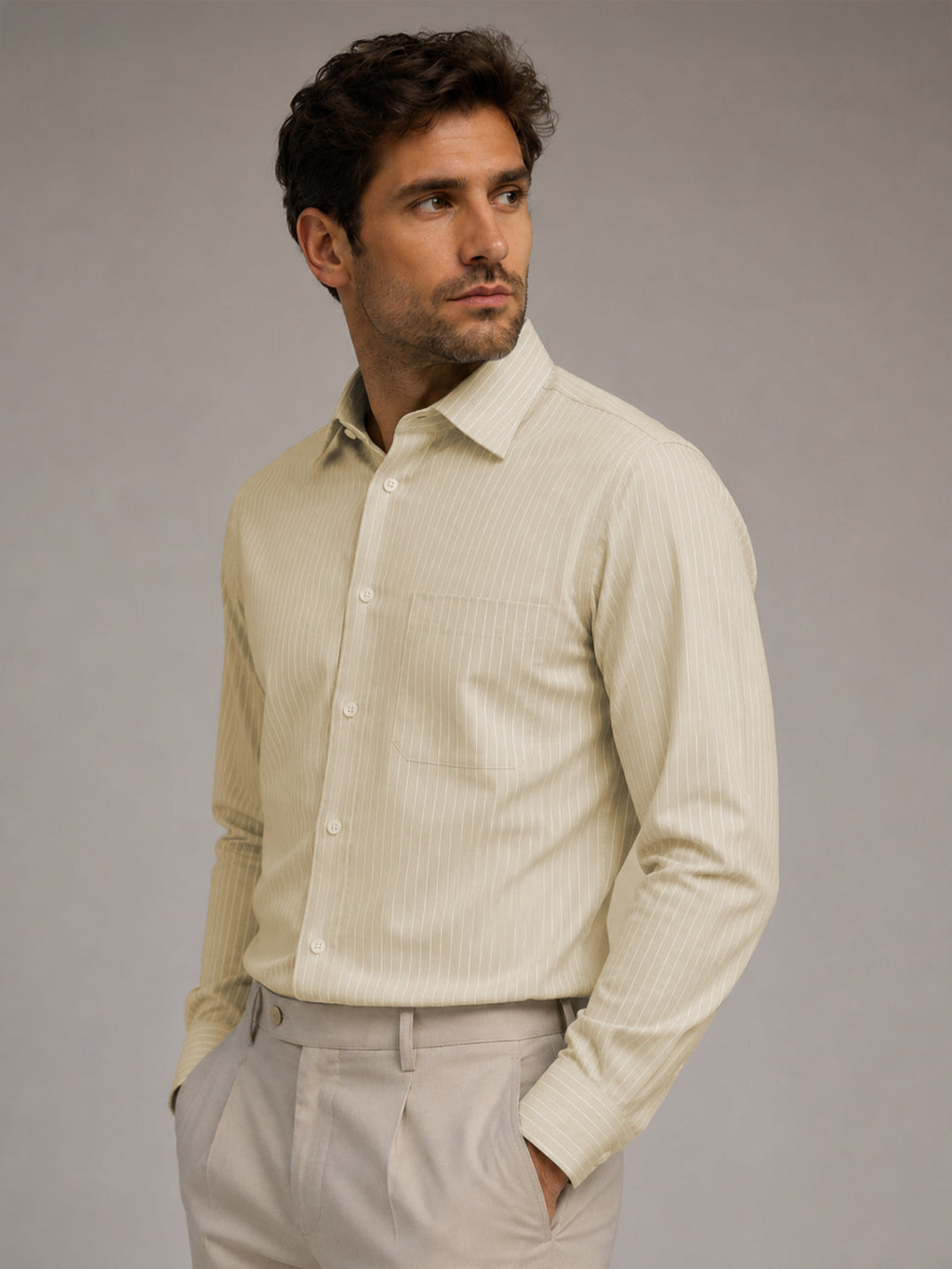 Cream & Mint Green Oxford Pack of 2 Pinstripe Shirts