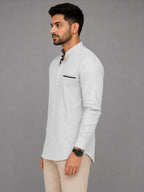 Urban Fit White Short Linen Kurta For Men