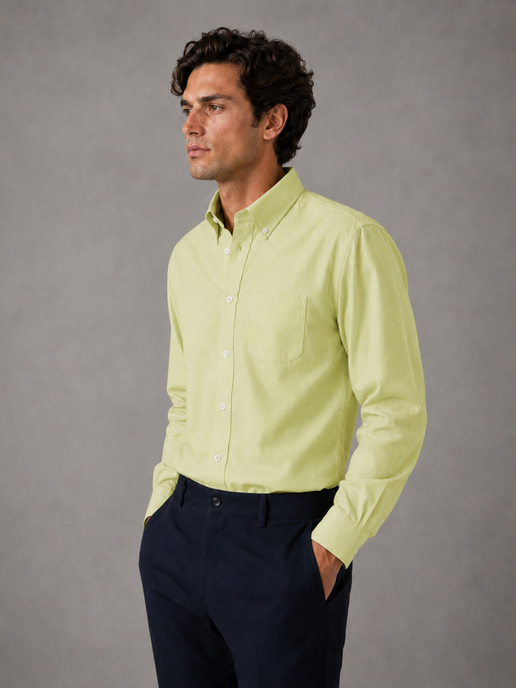 Pack of 2 Oxford Cotton Shirt For Men (Lime Green & Cream)
