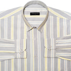 Soft Grey Oxford Stripe Cotton Shirt For Men