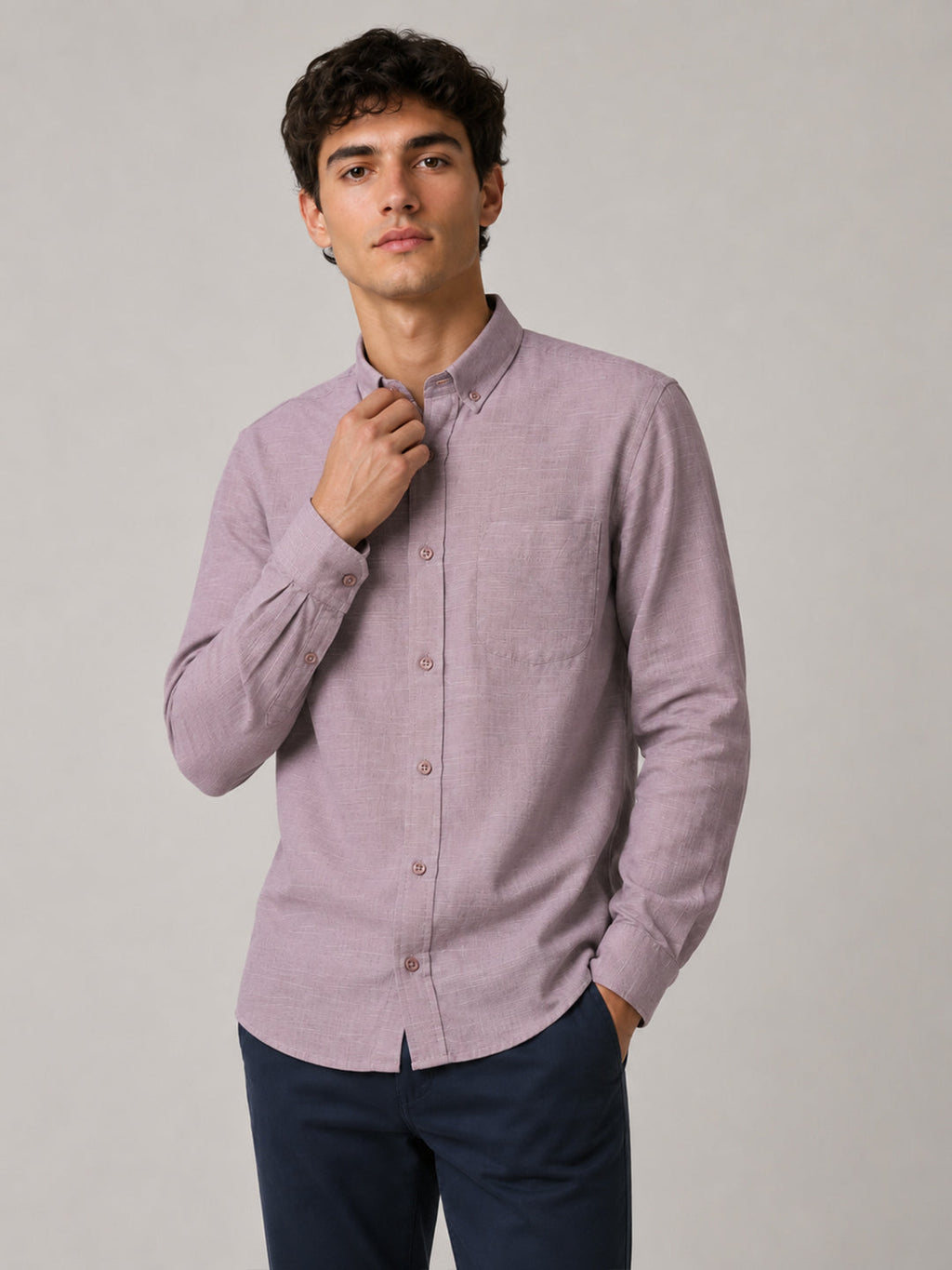 Lavender Linear Linen Shirt