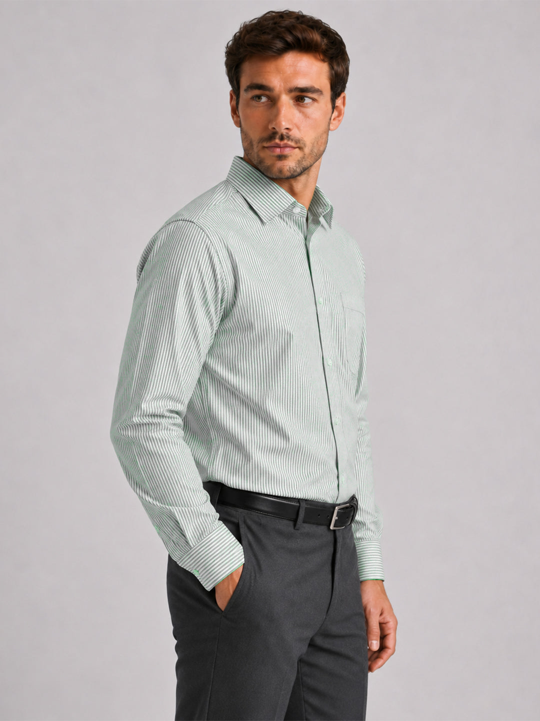 Dark Green & Bold Red Oxford Pack of 2 Pinstripe Shirts