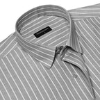 Dark Grey Pinstripe Oxford Shirt For Men