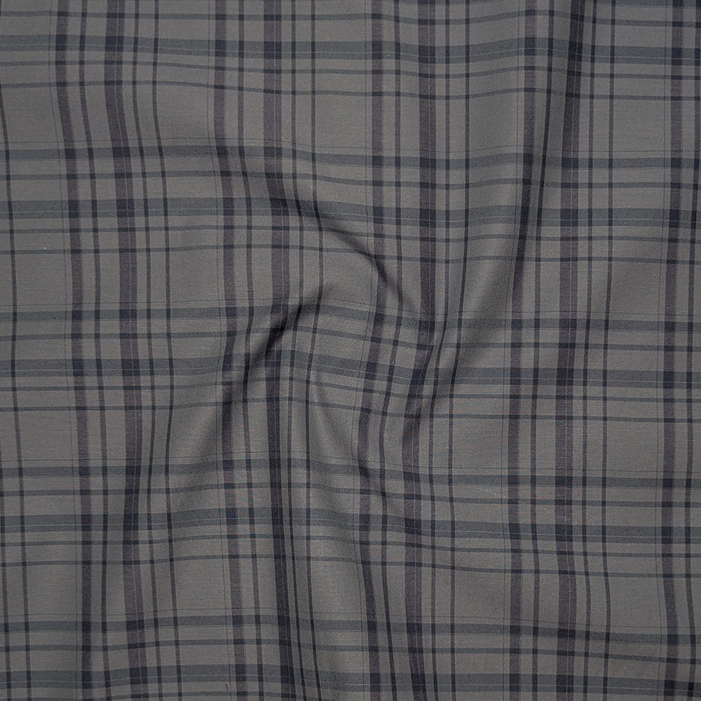 Grey Tartan Check Cotton Shirt For Men