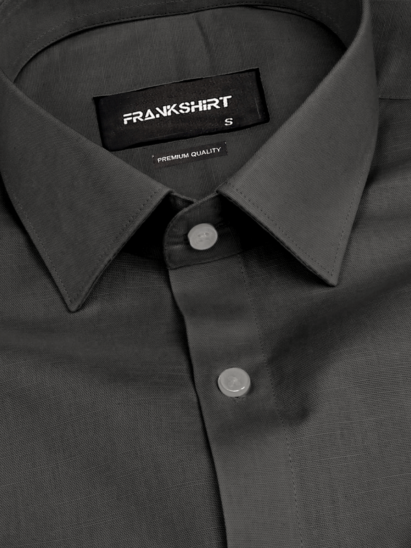 Dark Grey Solid Linen Shirt for Man