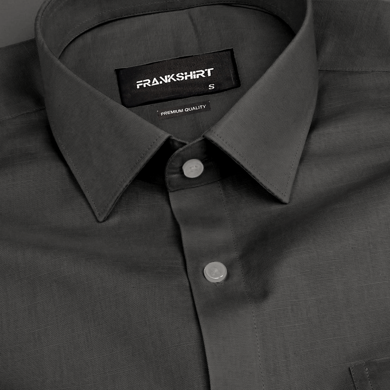 Dark Grey Solid Linen Shirt for Man