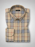 Mustard Tartan Check Cotton Shirt For Men