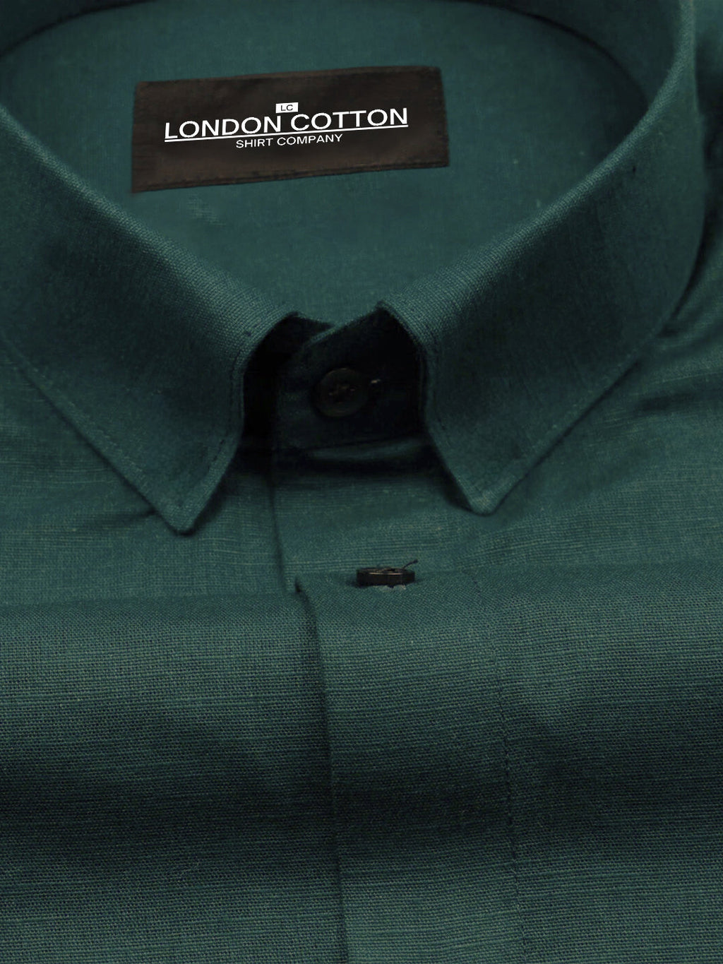 Bottle Green Linear Linen Shirt