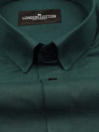 Bottle Green Linear Linen Shirt