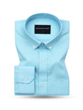 New Cyan Blue Oxford Cotton Shirt For Men