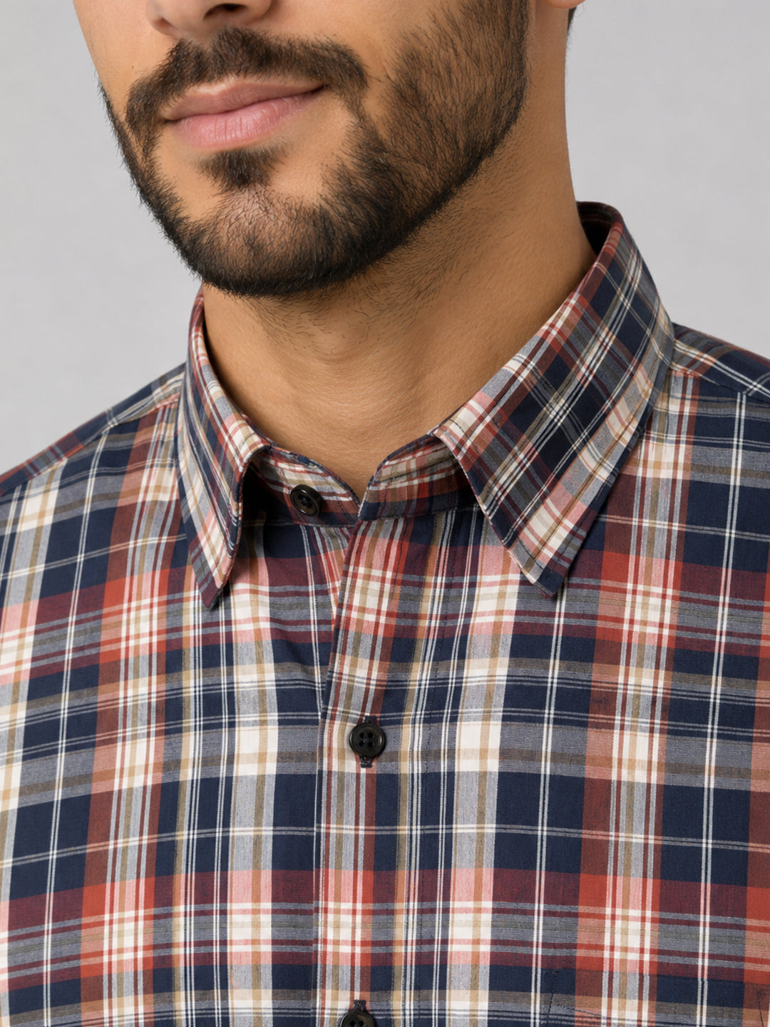 Crimson Check Cotton Shirt For Men