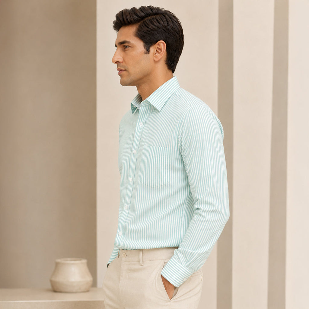 Pista Stripe Oxford Premium Cotton Shirt For Men