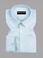 Sky Blue Stripe Oxford Premium Cotton Shirt For Men