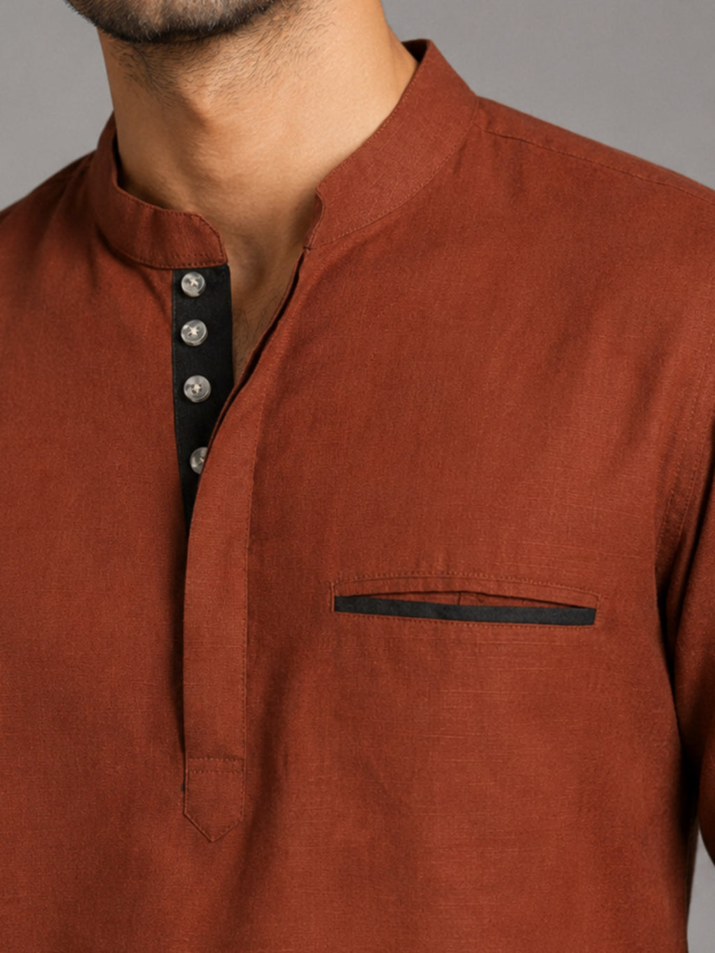 Casual Fit Orange Kurta For Men