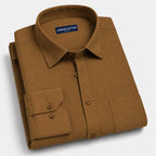 Brown Textured Linen Shirt For Men